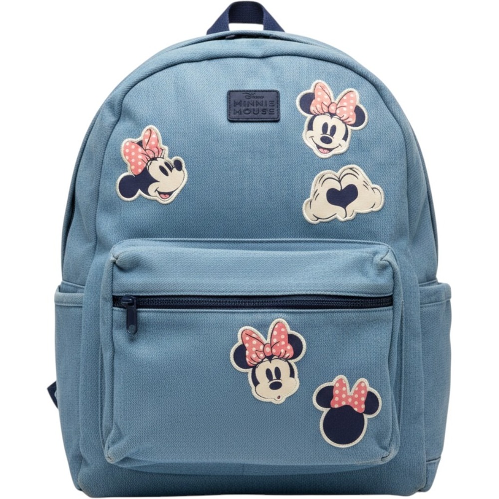 Disney Vintage Y2K Minnie Mouse Blue Denim Backpack with Matching Pouch
